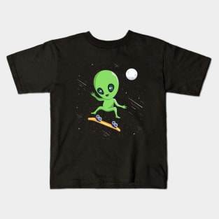 Alien Skateboard UFO Kids T-Shirt